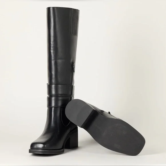 The Drop Women's Sage Tall Biker Boot with Buckles, Black, NWT - Picture 6 of 10